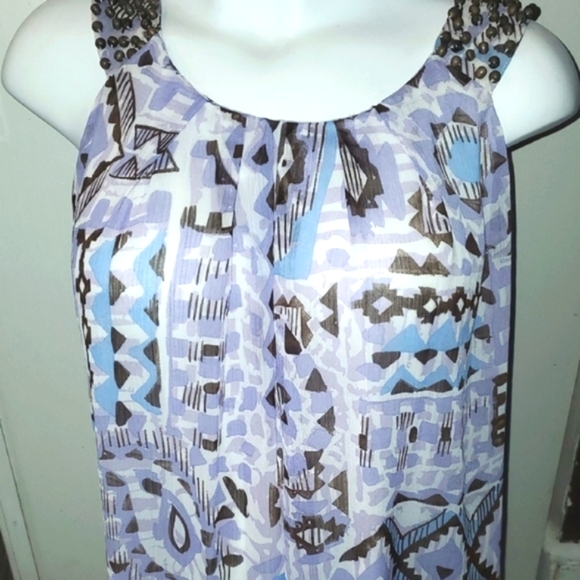 Signature by Larry Levine Purple and Black Patterned Top Size Large - Picture 1 of 6